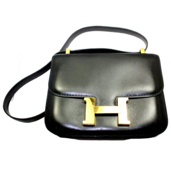 AUTHENTIC HERMES 23CM BLACK BOX LEATHER GHW CONSTANCE HANDBAG - Picture 2 of 8